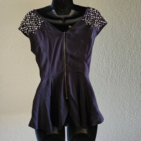 Rebecca Taylor Studded Peplum Blouse - Picture 4 of 7